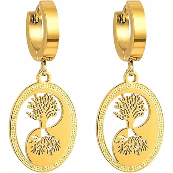 Treelife Gold Dangle Statement Vintage Cute Long Earring for Women Jewelry - Picture 1 of 9
